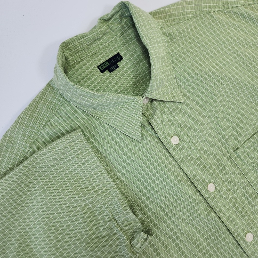 BKE Division 67 Mens Size Medium Y2K Vintage Short-Sleeve Check Shirt Micro-Grid